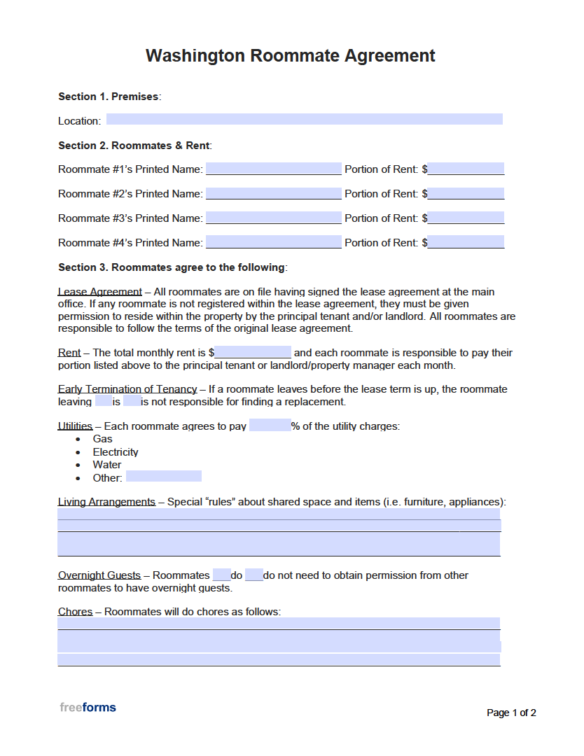 blank rental agreement washington state