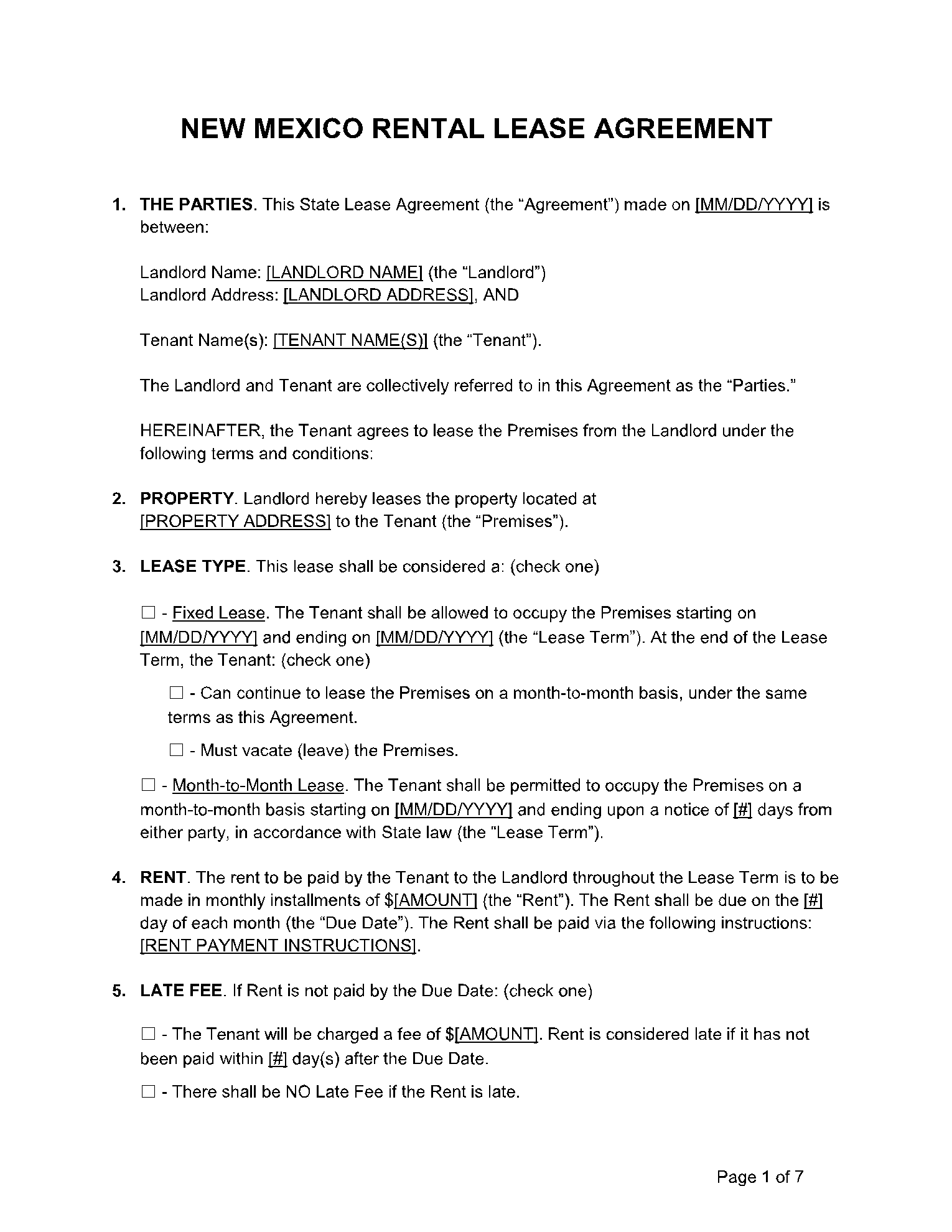 blank rental agreement washington state