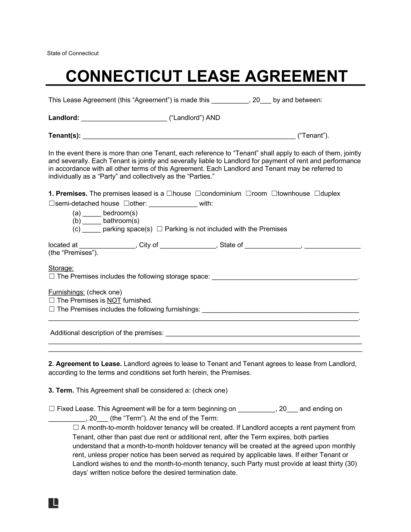 Free Connecticut Lease Agreement Templates (6) | PDF &  Word
