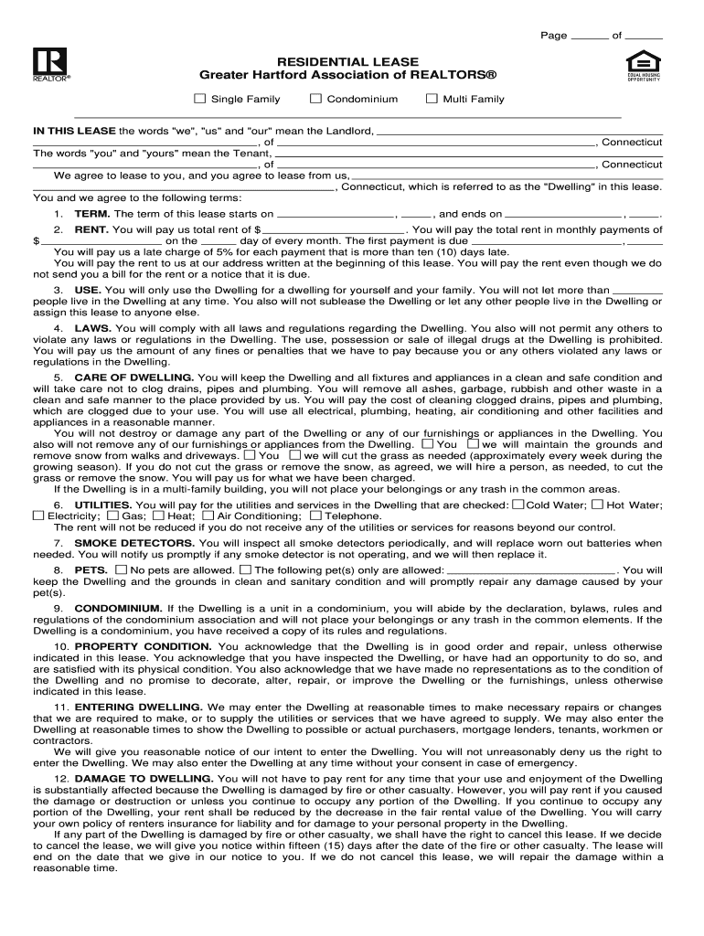 blank rental lease agreement ct
