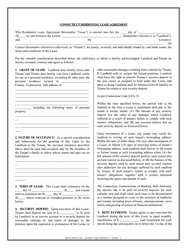 Ct rental lease agreement: Fill out &  sign online | DocHub