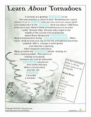 Tornado Fill-In-the-Blank | Worksheet 