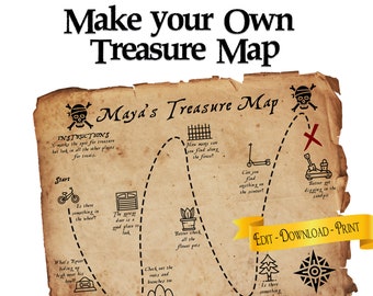 Treasure Map You Can Customize and Personalize Pirate Party Favor ...
