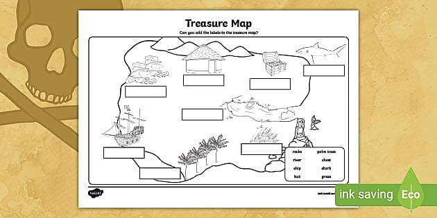Treasure Map Labelling Activity (teacher made) - Twinkl