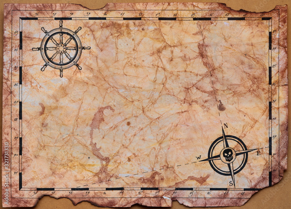 Blank Pirate Treasure Map Template For Children rumpled Paper 
