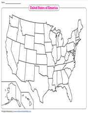 Blank Map of the United States Worksheets