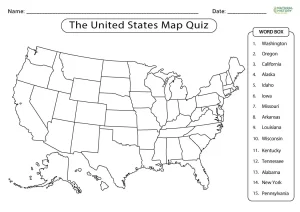 Free Printable Blank Map of the United States Worksheets
