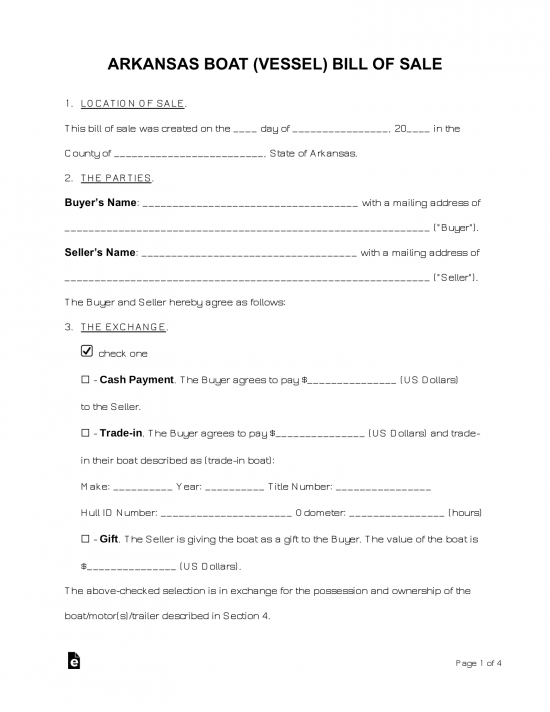 blank vehicle bill of sale arkansas