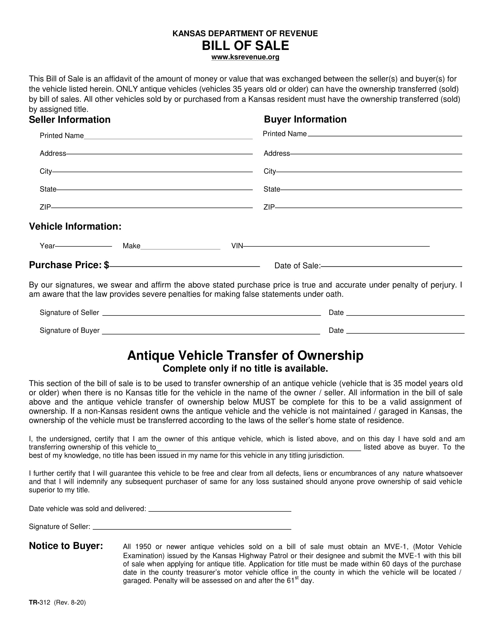 blank vehicle bill of sale arkansas