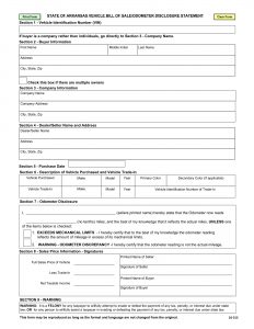 blank vehicle bill of sale arkansas