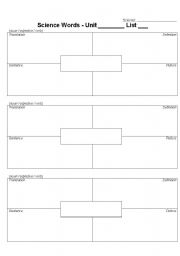 blank vocabulary worksheet