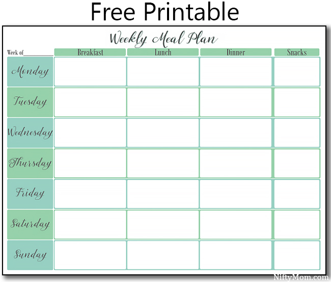 Printable Weekly Meal Plan - Nifty Mom
