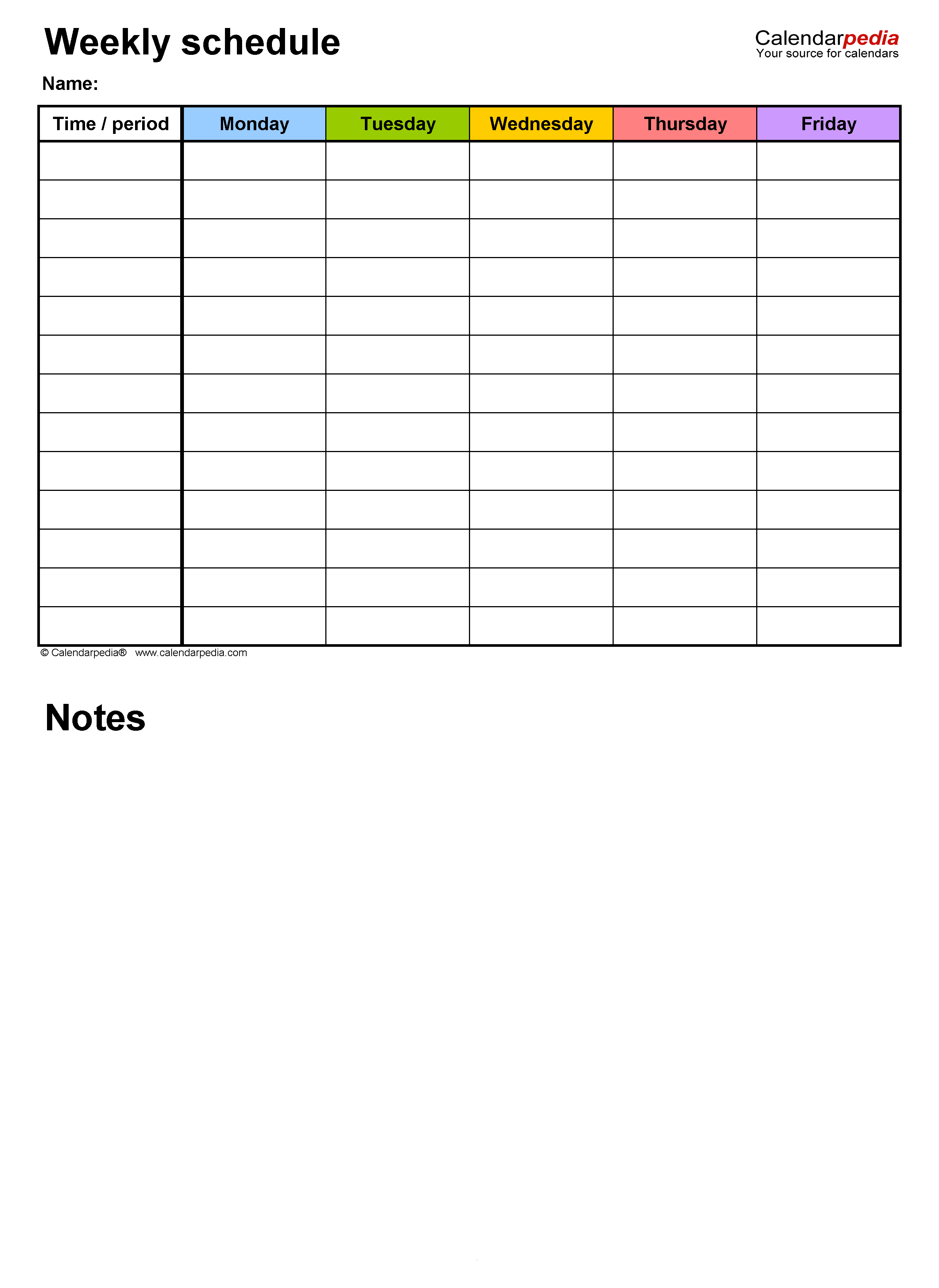 Free Weekly Schedules for Word - 24 Templates
