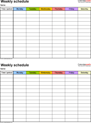 Free Weekly Schedules for PDF - 24 Templates