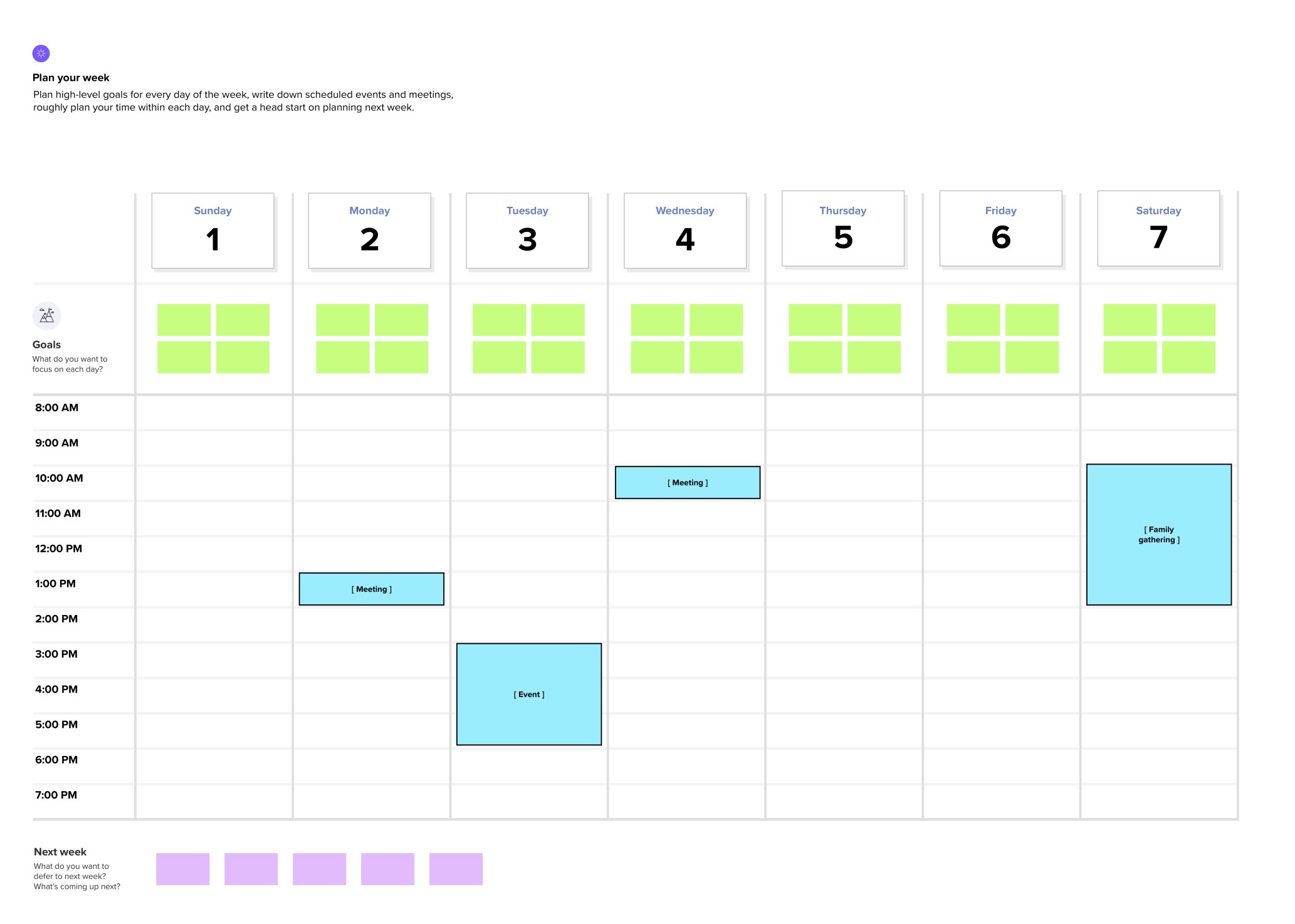 Weekly planner template | Mural