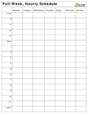 Weekly Hourly Calendar - 10 Free PDF Printables | Printablee
