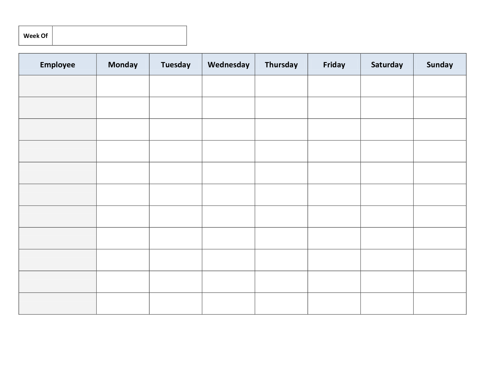 Blank Employee Schedules - 20 Free PDF Printables | Printablee
