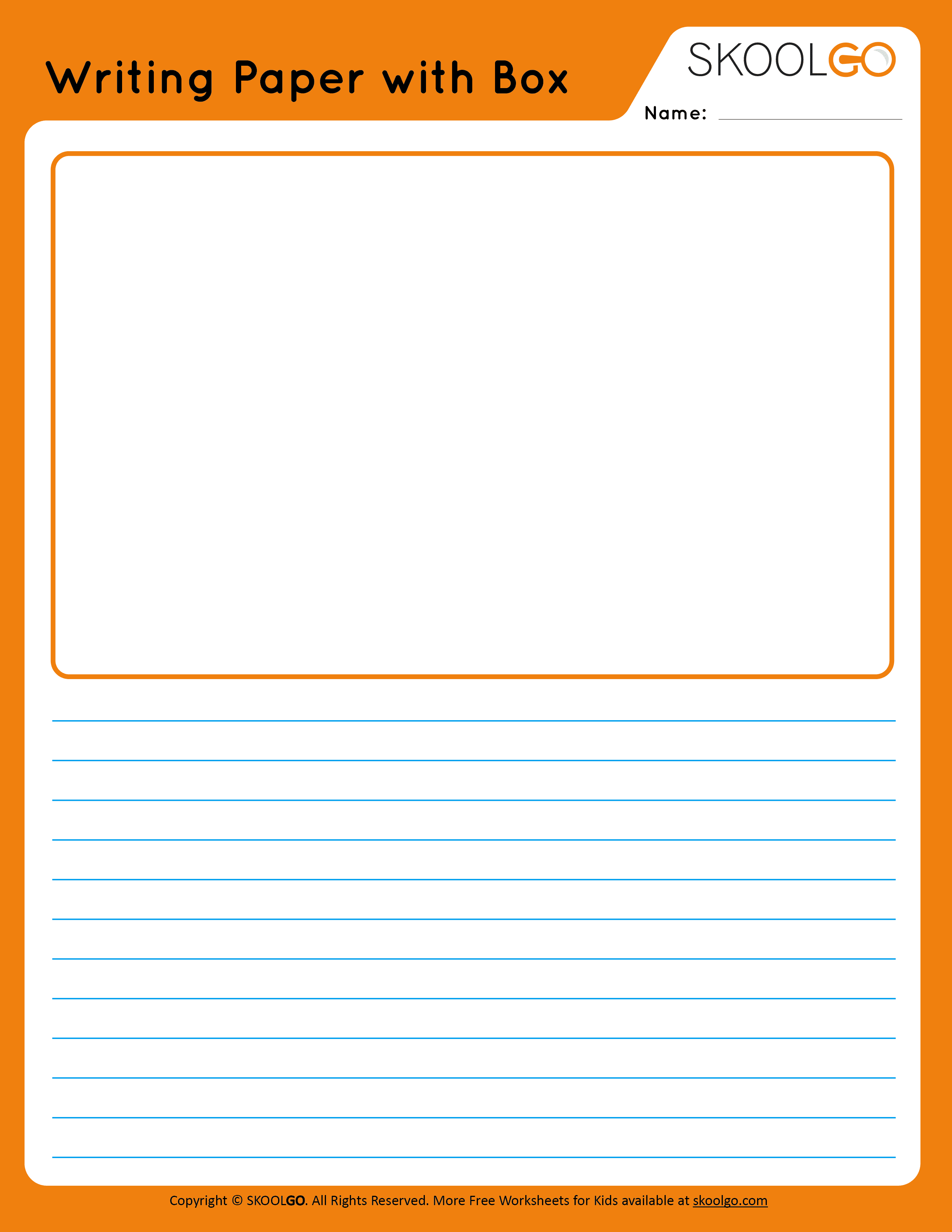 Writing Paper with Picture Box - Free Worksheet for Kids