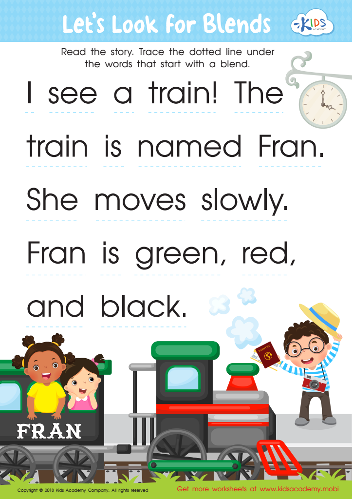 Lets Look for Blends Worksheet for kids