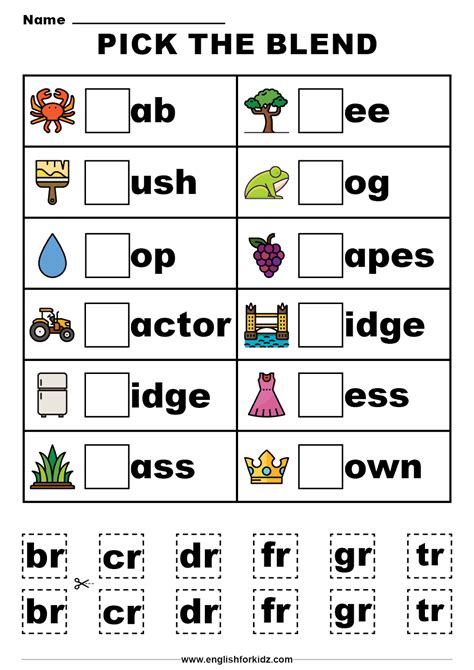 Blends Worksheets For Kindergarten