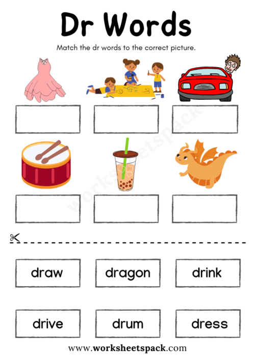 Free Dr Blend Words Worksheets PDF for Kindergarten - worksheetspack