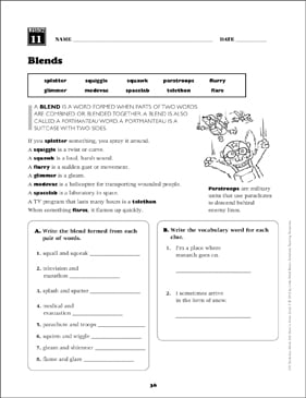 blended words worksheet