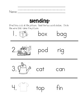 blending words worksheet for kindergarten
