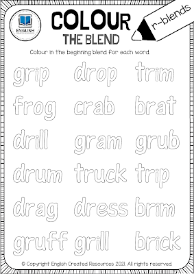 Phonics Worksheets ( Colour The Blend ) - English Created Resources