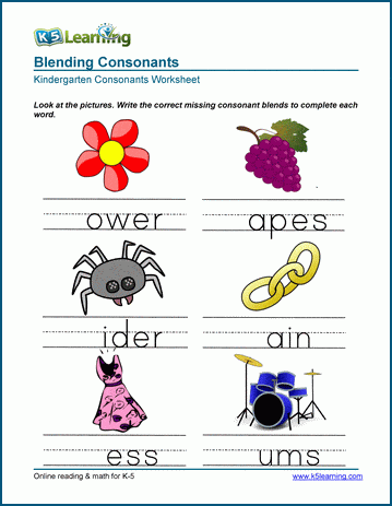 Writing Consonant Blends Worksheets for Preschool and Kindergarten ...