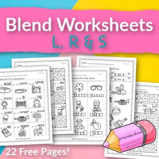 L, R &  S Beginning Blend Worksheets - Free Word Work