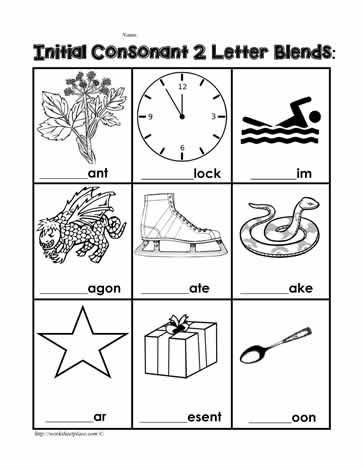 Phonics Initial Consonant Blends Worksheets