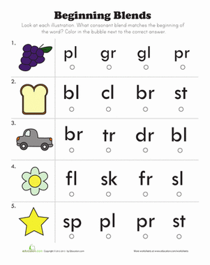 Beginning Consonant Blends | Interactive Worksheet 