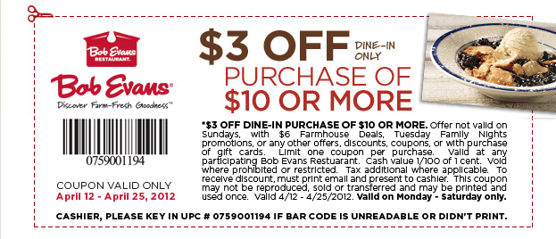 bob evans printable coupons february 2018
