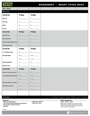 Body Beast Workout Sheets - Fill Online, Printable, Fillable ...