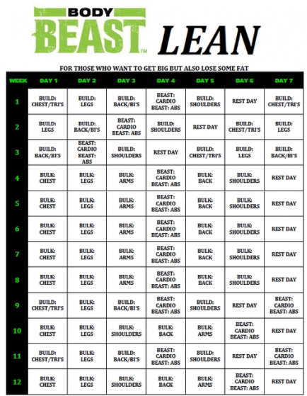 body beast hybrid workout calendar