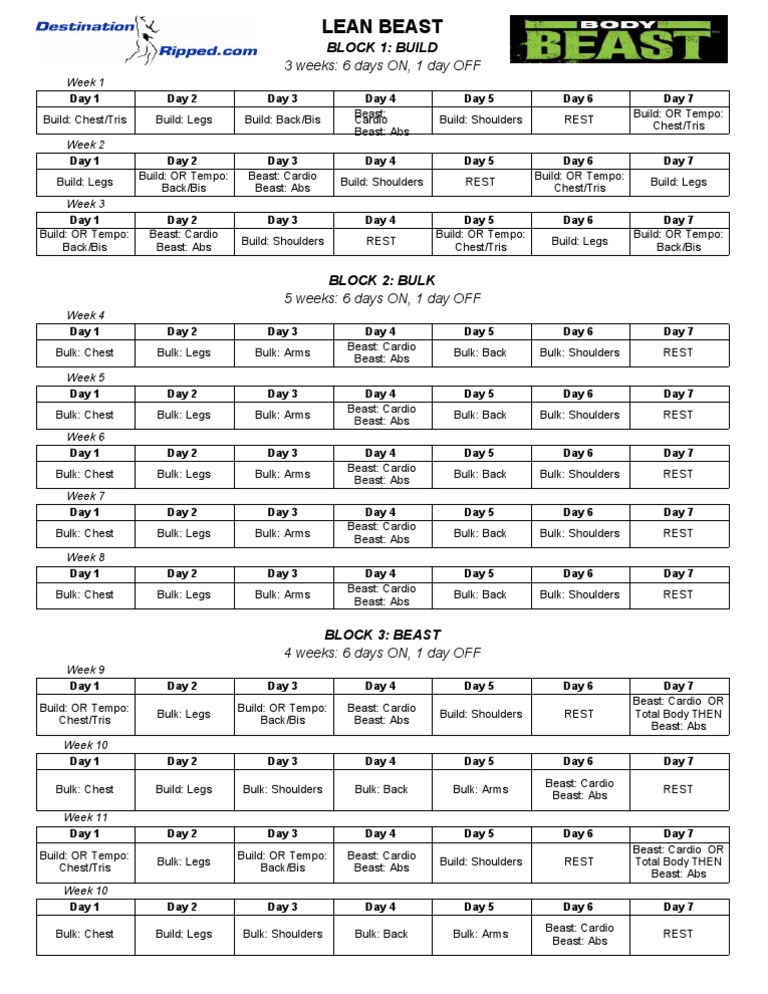 BodyBeast LEANCalender | PDF