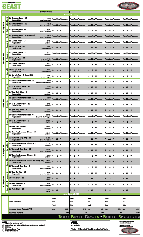 Ultimate Body Beast Worksheets | Team Right Now Fitness (Beachbody ...