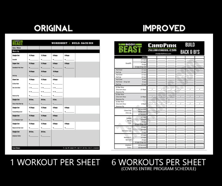Printable Body Beast Schedule