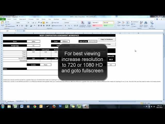 body composition worksheet