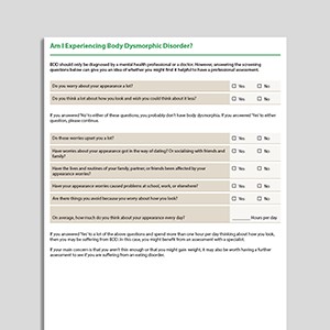 Body dysmorphic disorder (BDD) - Psychology Tools