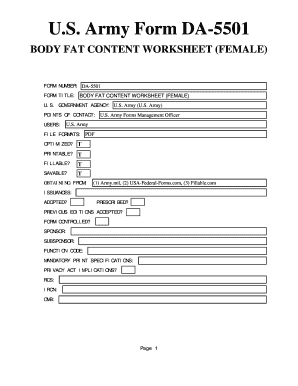 body fat content worksheet female