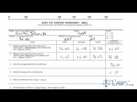 body fat content worksheet