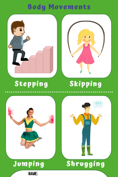 body movements worksheet