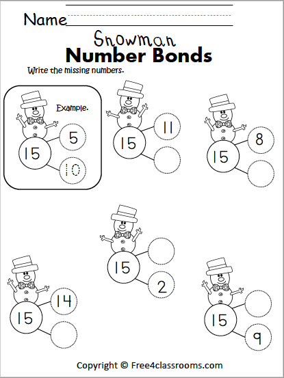 Free Winter Math Number Bonds Worksheet - Free Worksheets ...