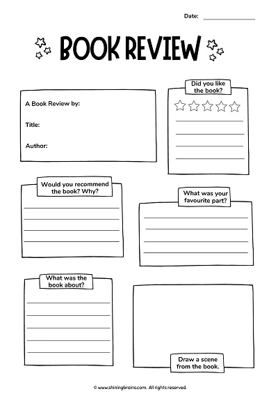 Book Review Template for Kids - FREE - Shining Brains