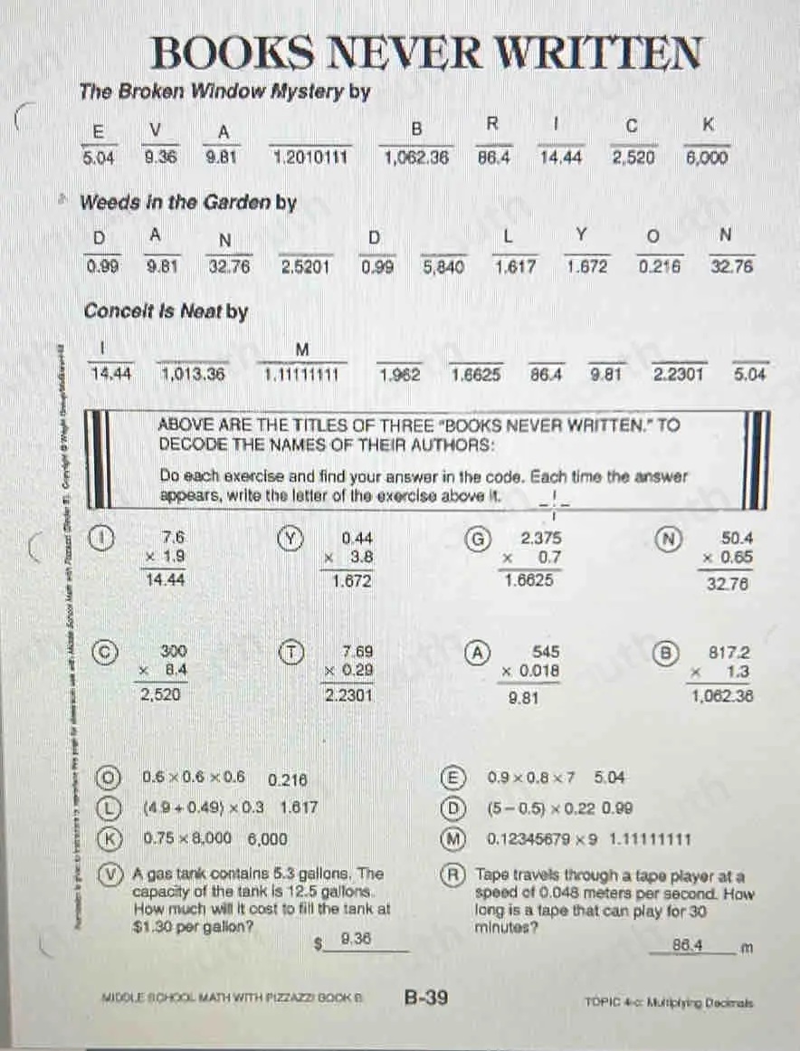 books never written math worksheet answers page 34