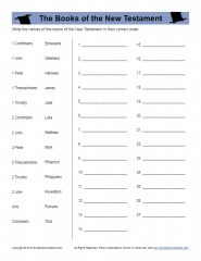books of the bible worksheet for kids