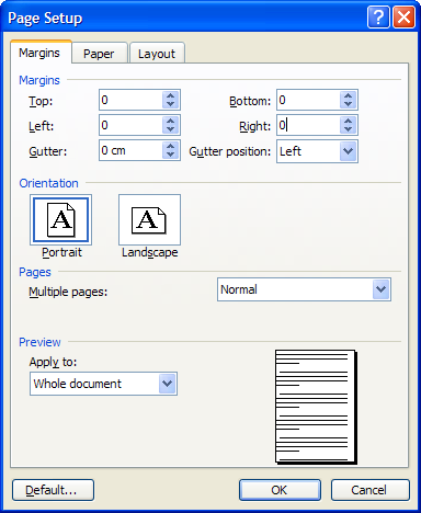 Word: How to find out your printers printable area | CyberText ...
