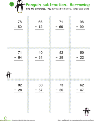 Subtraction with Borrowing | Worksheet 