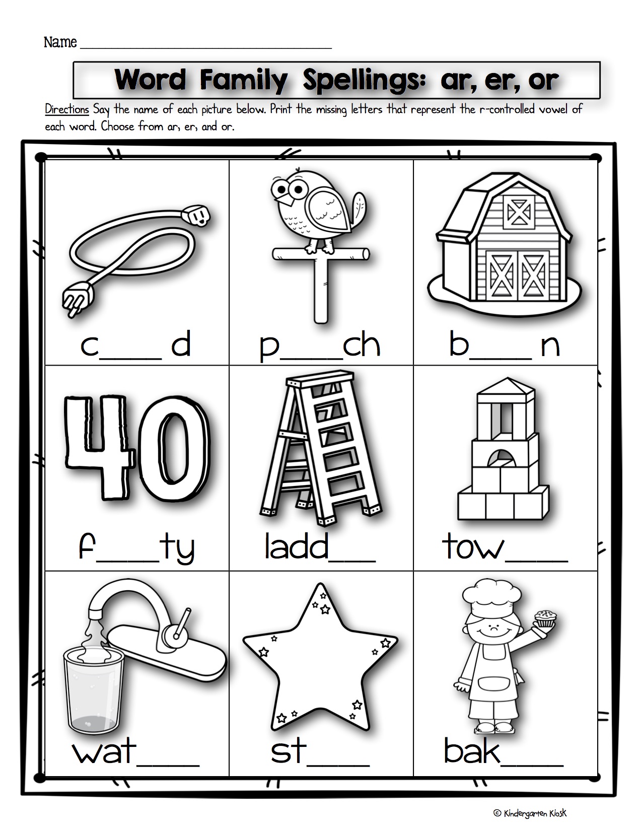Phonics Prep: Bossy R Worksheets — Kindergarten Kiosk